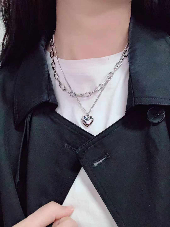 Heart Chain Layered Necklace Kalsten