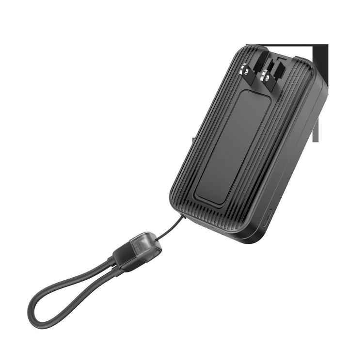 Portable power bank with integrated charging connector and practical loop Kalsten