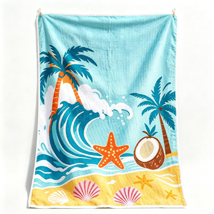 Beach blanket with tropical motif and high-quality waffle structure Kalsten