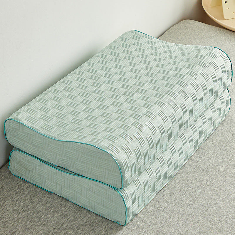 Orthopedic neck support pillow with ergonomic shape and ventilated cover Kalsten