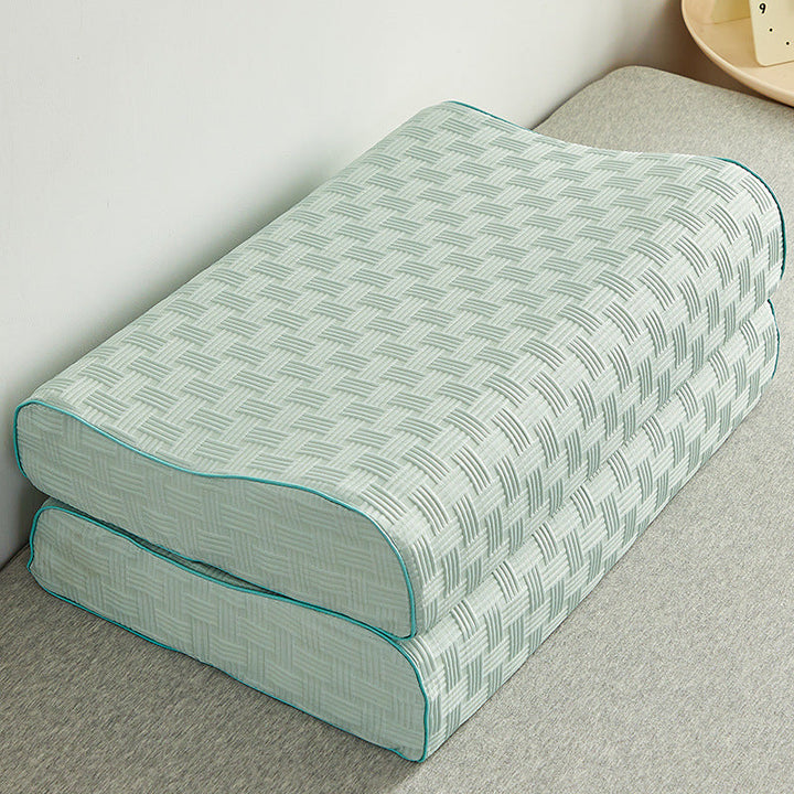 Orthopedic neck support pillow with ergonomic shape and ventilated cover Kalsten