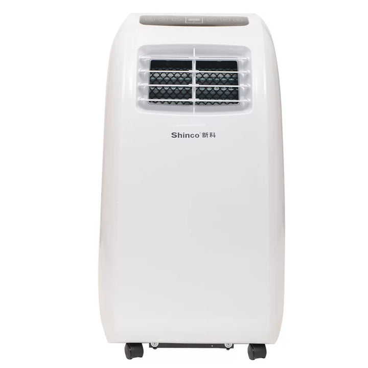 Unisex one size ventilated single hose portable refrigerant air conditioner with top mounted digital control, dehumidifier, automatic swinging louvers and wheels Kalsten