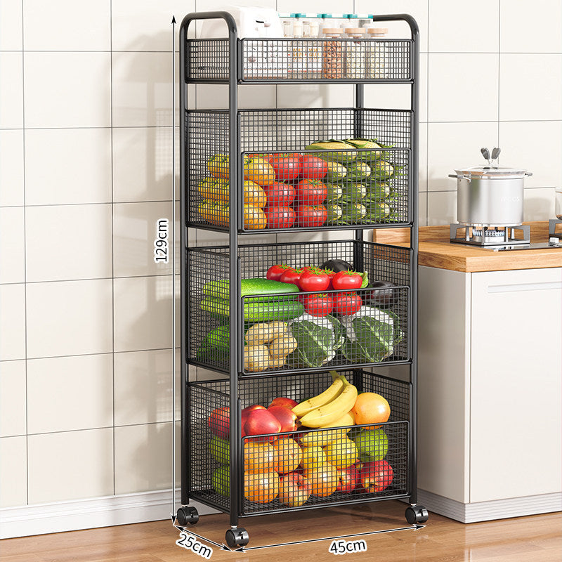 Rolling Kitchen Storage Cart with Mesh Baskets Kalsten