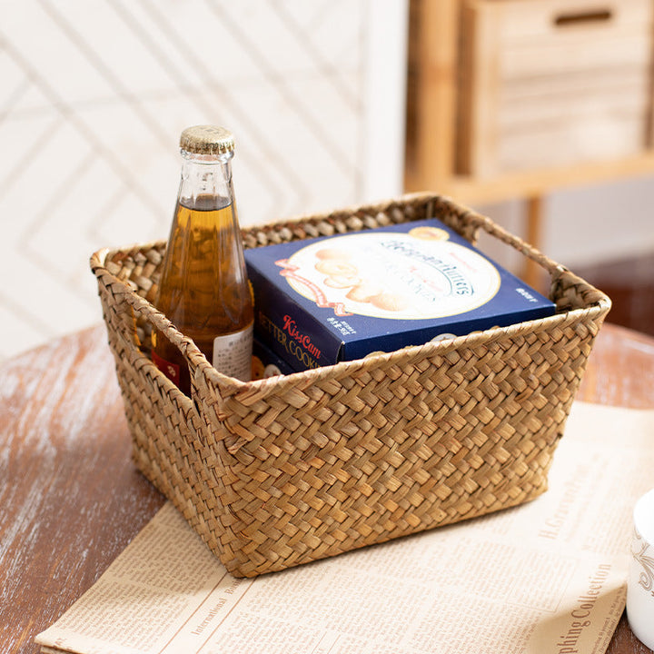 Unisex storage basket made of handwoven natural material Kalsten