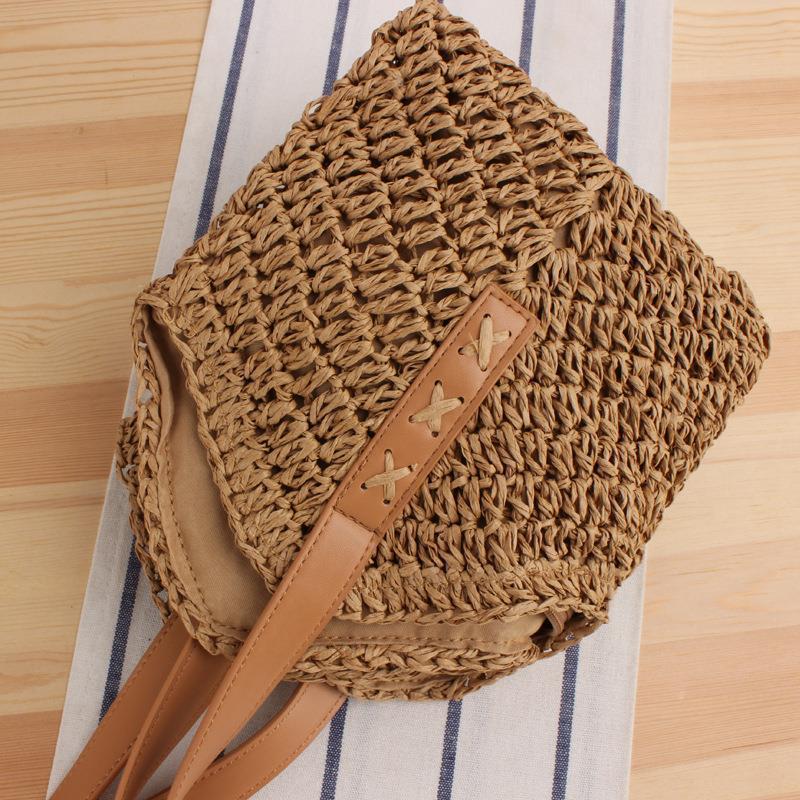 Large straw bag with leather accents Kalsten