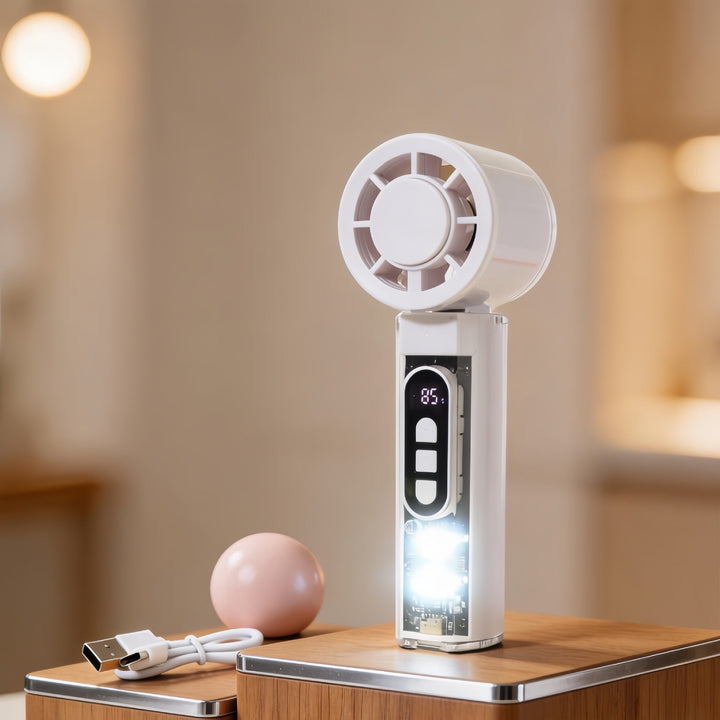 Women Portable Hand Fan with LED Display Kalsten