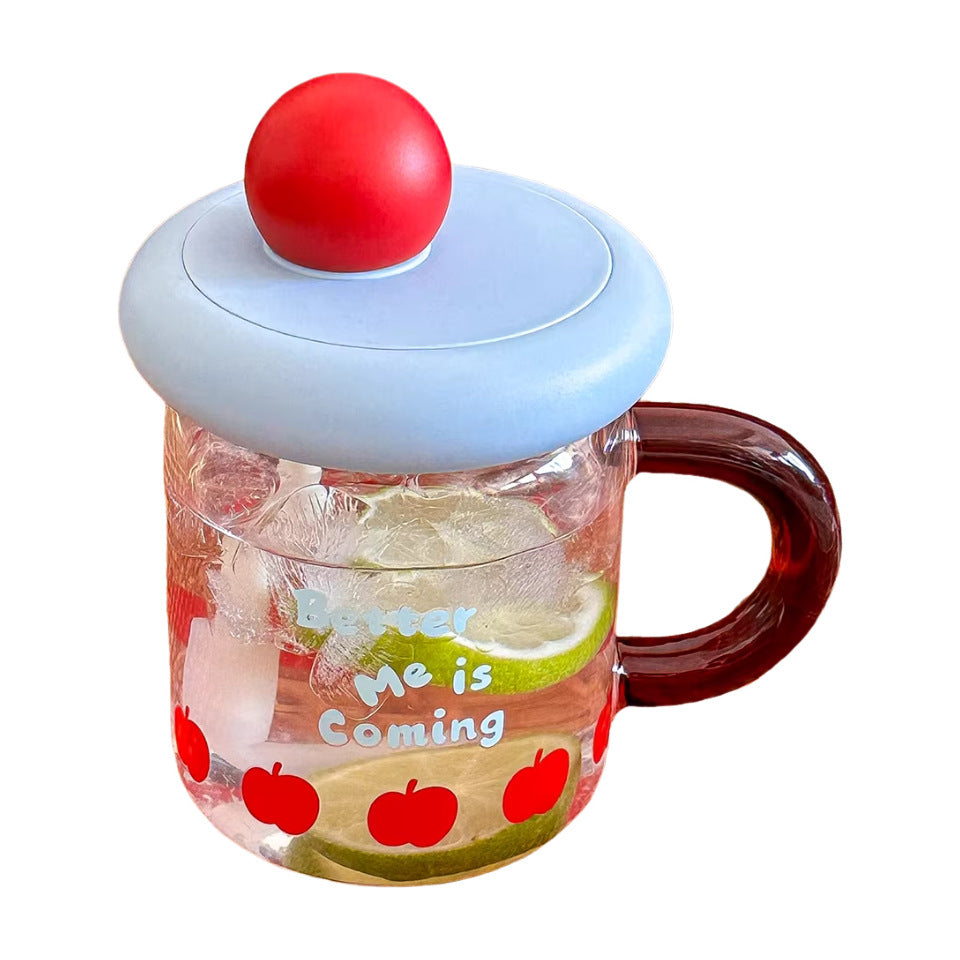 Women's glass drinking cup with silicone lid and integrated straw Kalsten