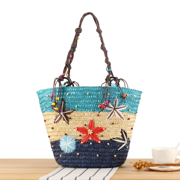 Handcrafted beach bag with cheerful floral patterns Kalsten