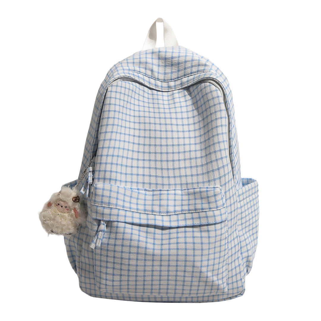 Checkered Patterned Multi-Pocket Backpack kalsten