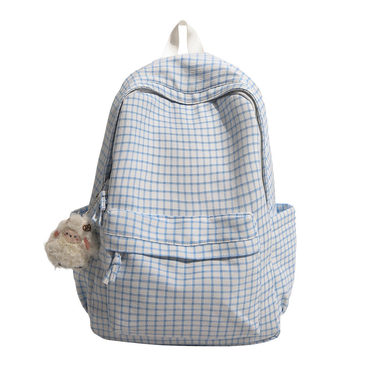 Checkered Patterned Multi-Pocket Backpack kalsten