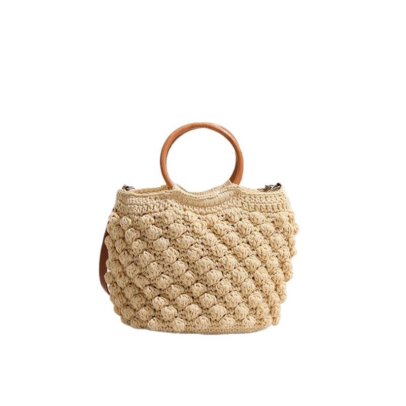 Handcrafted macrame bag with wooden handles Kalsten
