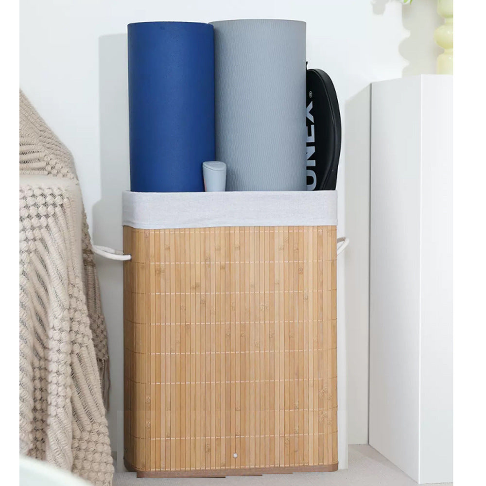 Natural Bamboo Laundry Basket with Lid Acalora