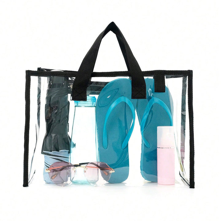 Transparent beach bag with sturdy carrying handles and various compartments Kalsten