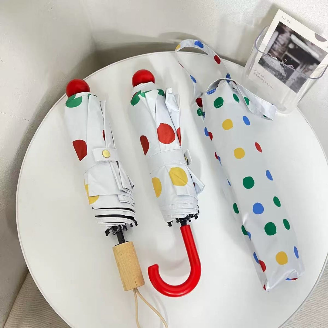 Ladies designer foldable umbrella with colorful polka dot pattern Kalsten