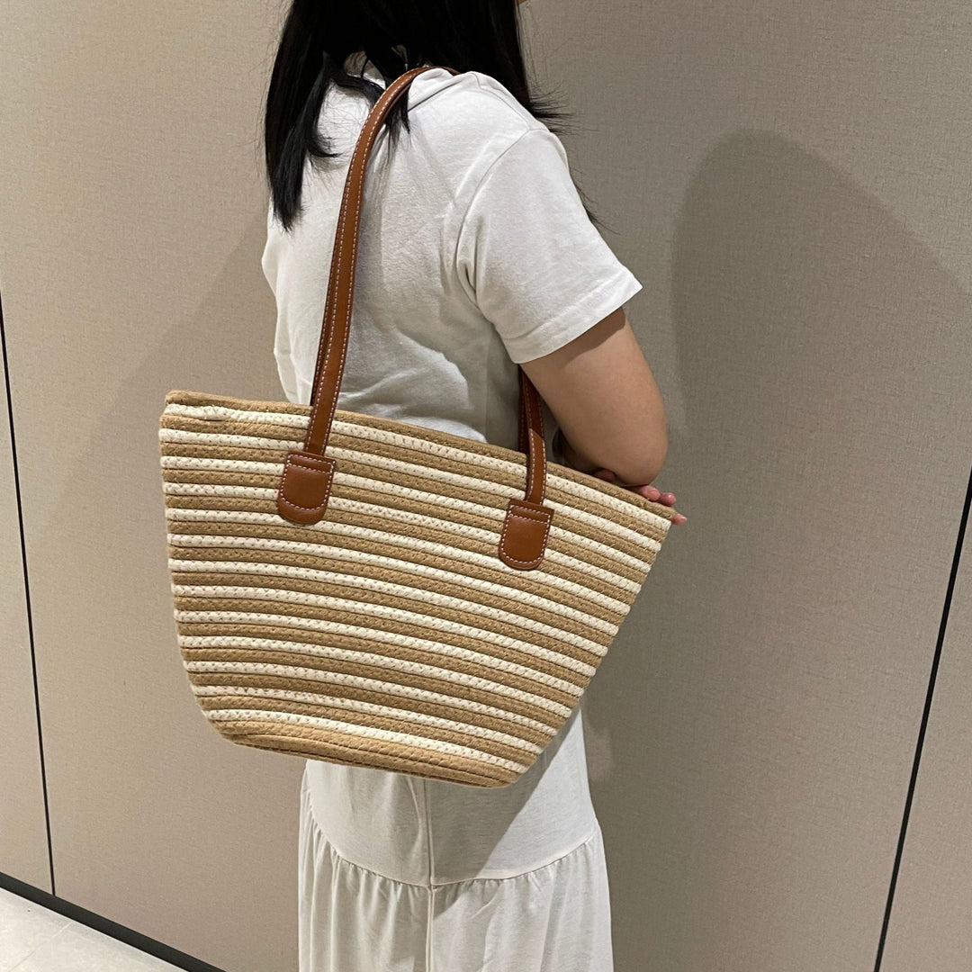 Trendy Basket Bag with Leather Handles Kalsten