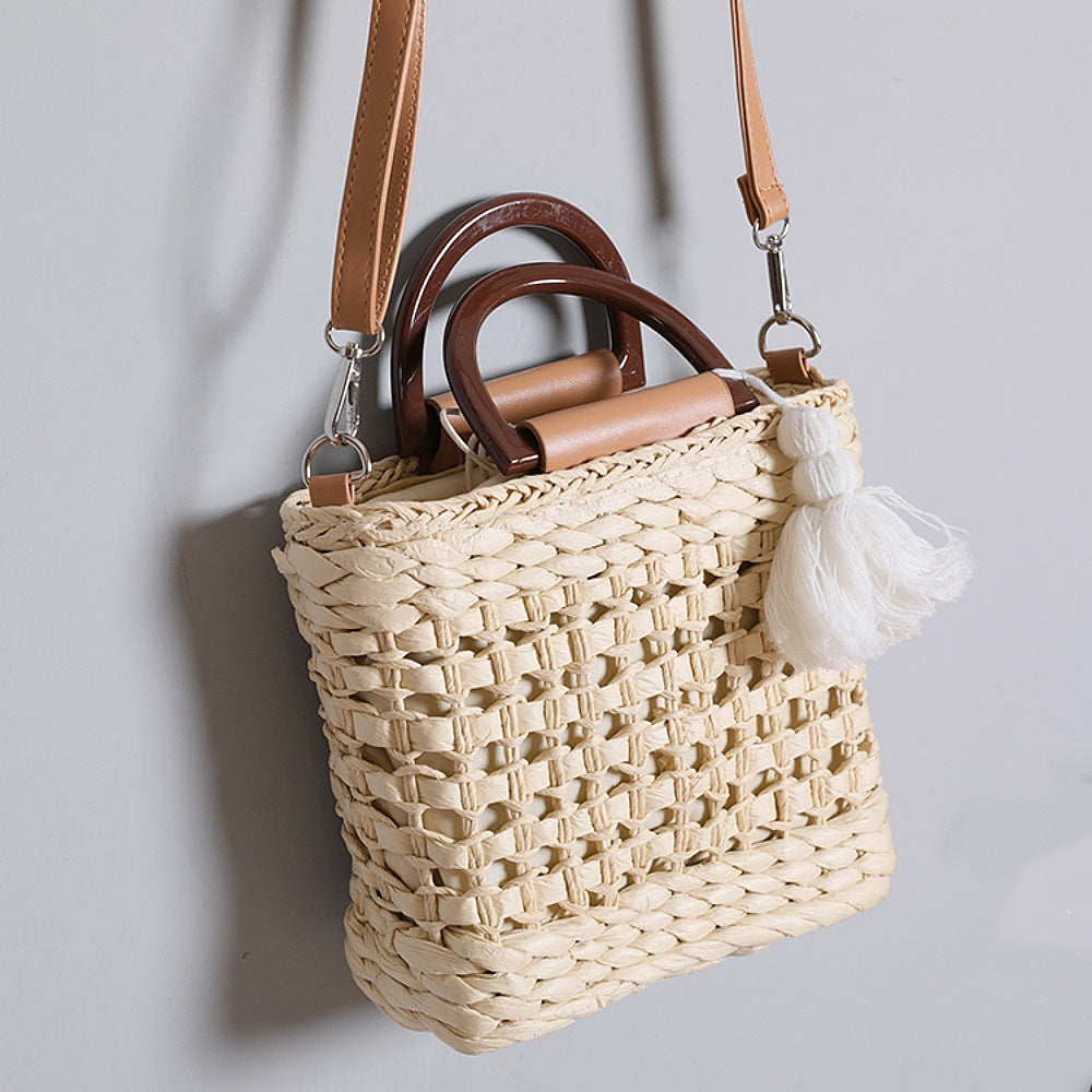 Handbag with Removable Shoulder Strap and Faux Leather Elements Kalsten