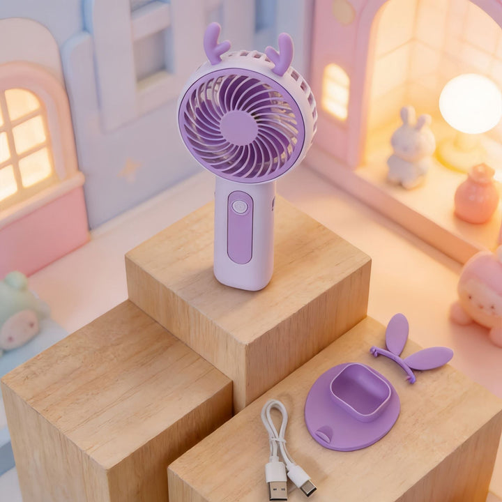 Ladies Portable Hand Fan with Cute Bunny Design Kalsten