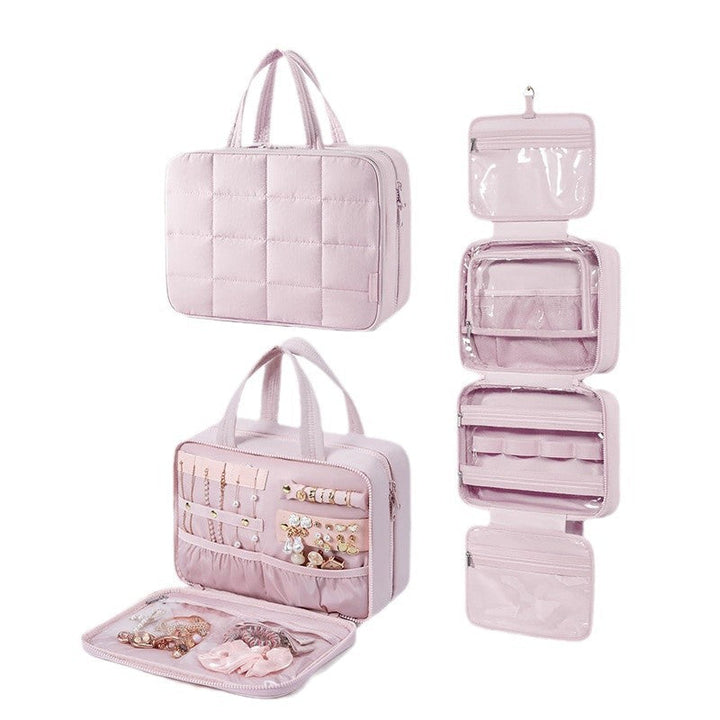 Padded cosmetic organizer bag with practical hanging system Kalsten
