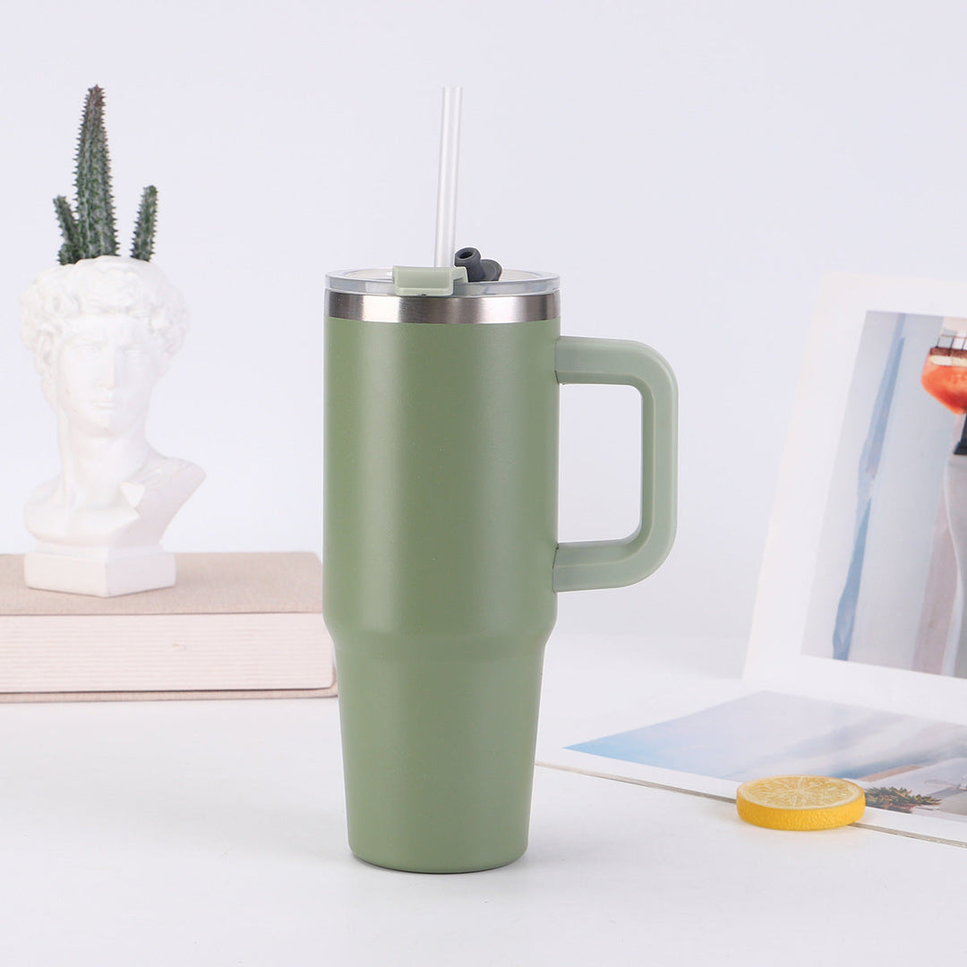 Ladies insulating cup with practical handle and straw Kalsten