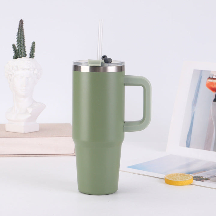 Ladies insulating cup with practical handle and straw Kalsten