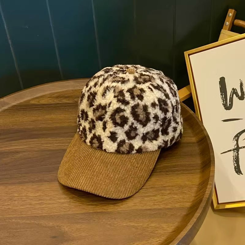 Women's Leopard Print Fleece Baseball Cap Kalsten