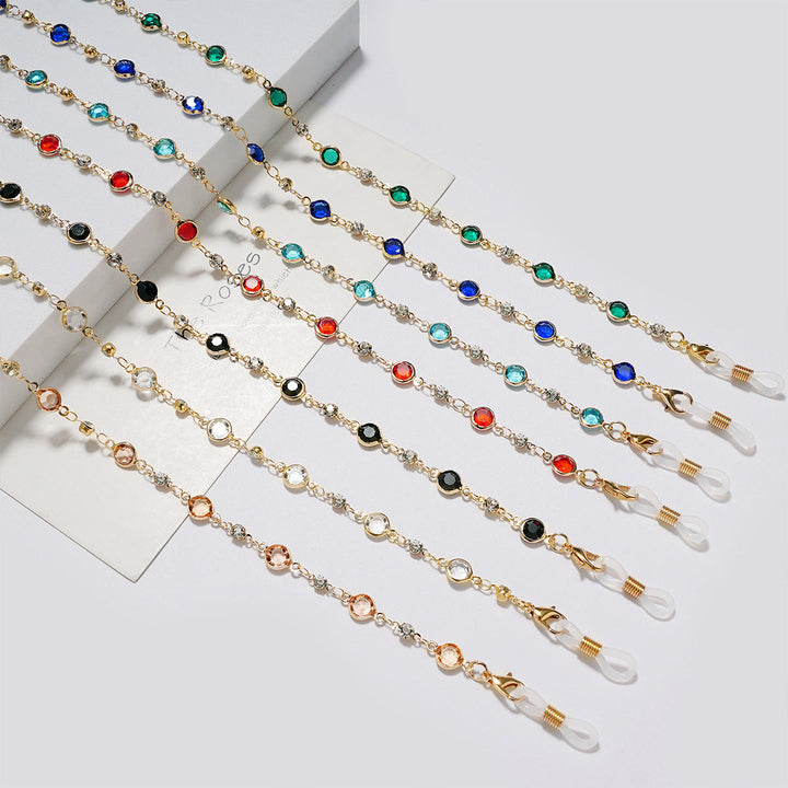 Elegant Rhinestone and Gemstone Eyewear Chain kalsten