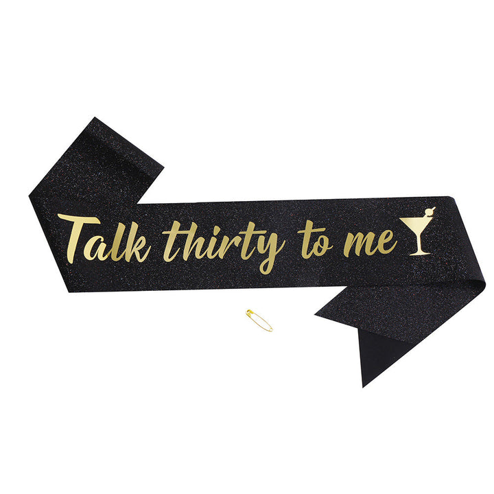 Ladies Glittering Birthday Sash with Festive Print Kalsten