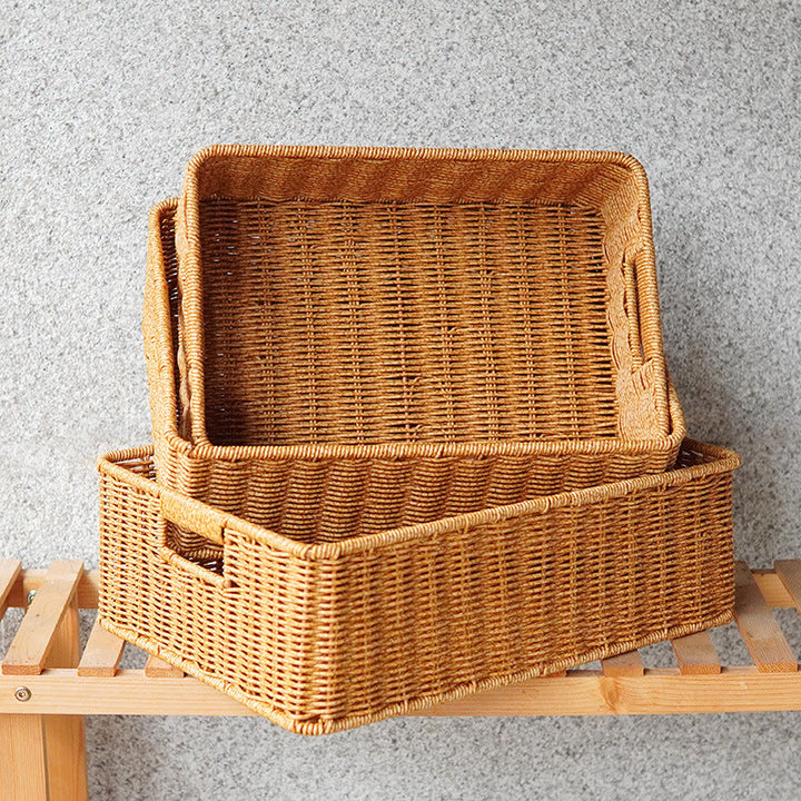 Women's Rectangular Storage Basket Made of Natural Wicker Kalsten