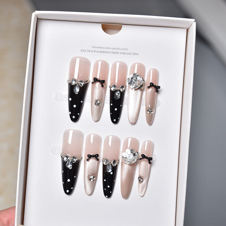 Premium Crystal-Decorated Stiletto Press-On Nail Extensions Kalsten