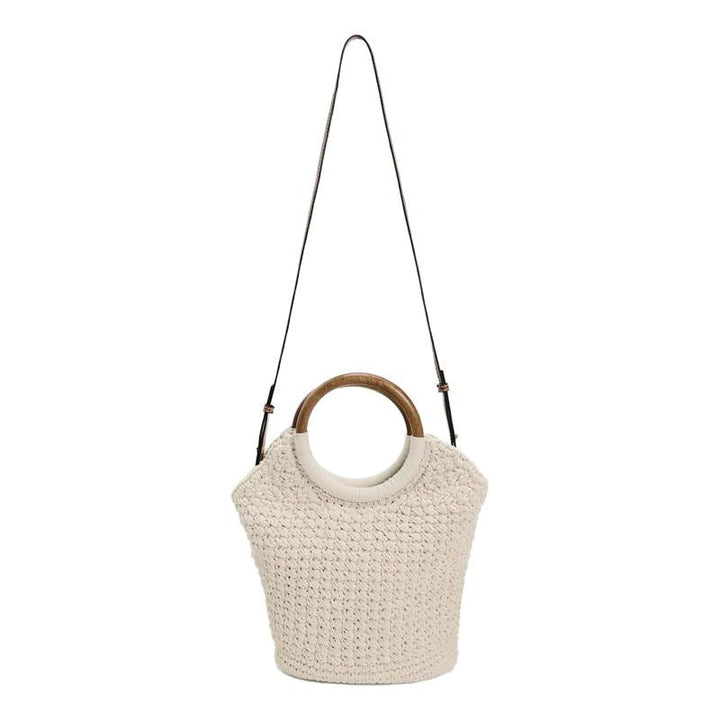Handcrafted tote bag with round wooden handle Kalsten