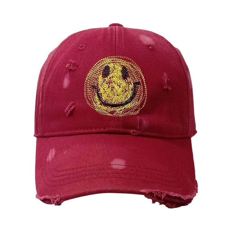 Women's Distressed Smiley Face Baseball Cap Kalsten