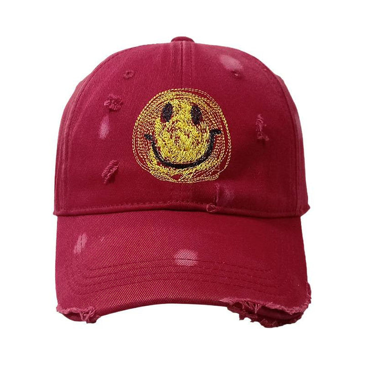 Women's Distressed Smiley Face Baseball Cap Kalsten