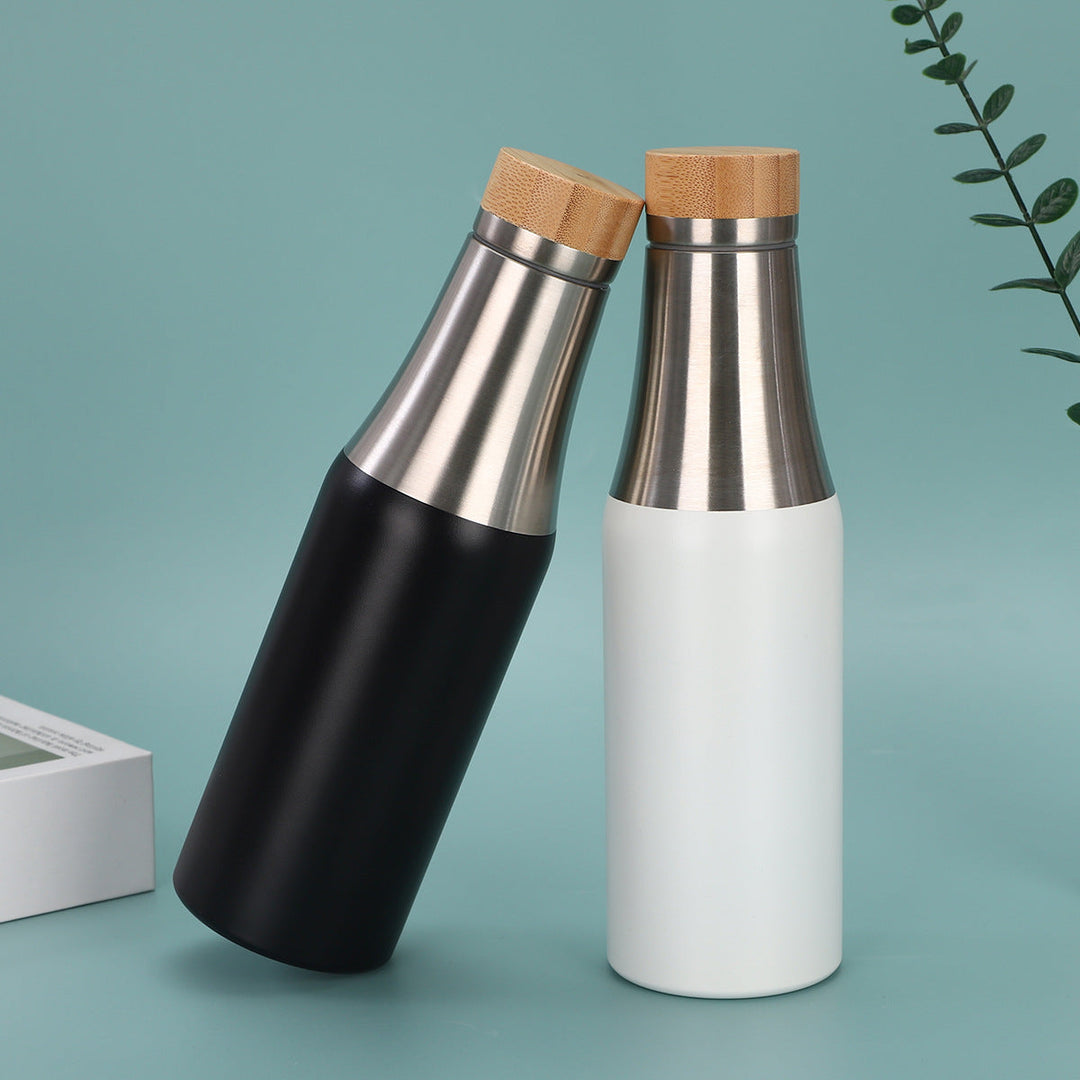 Women's stainless steel insulated drinking bottle with bamboo lid Kalsten