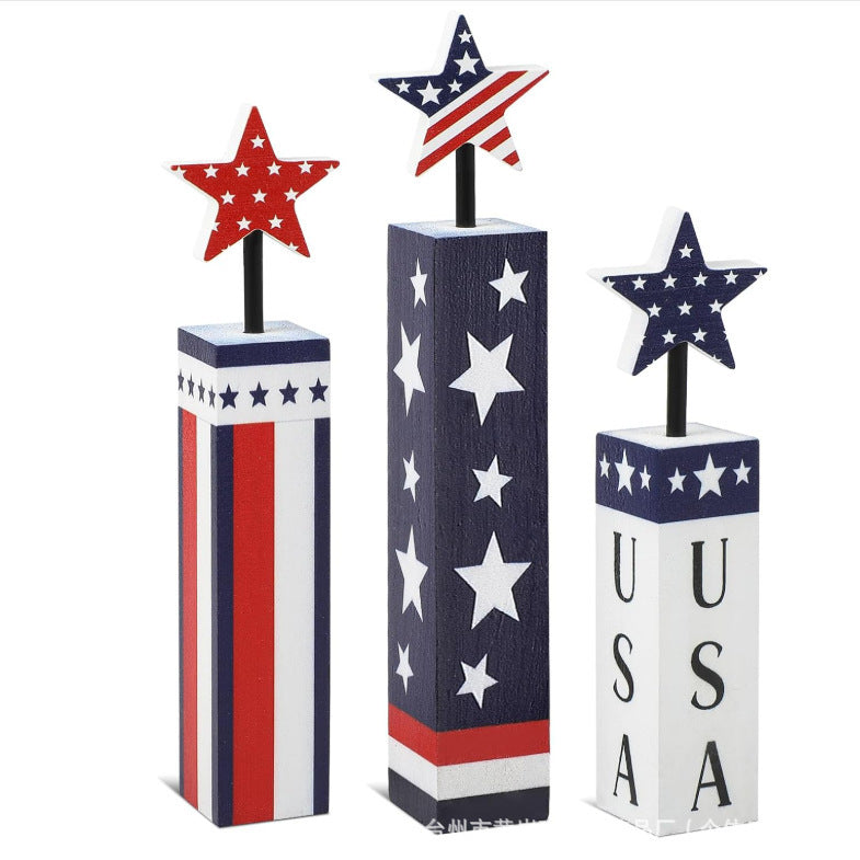 Unisex nan patriotic glitter tabletop column decor with star toppers Kalsten