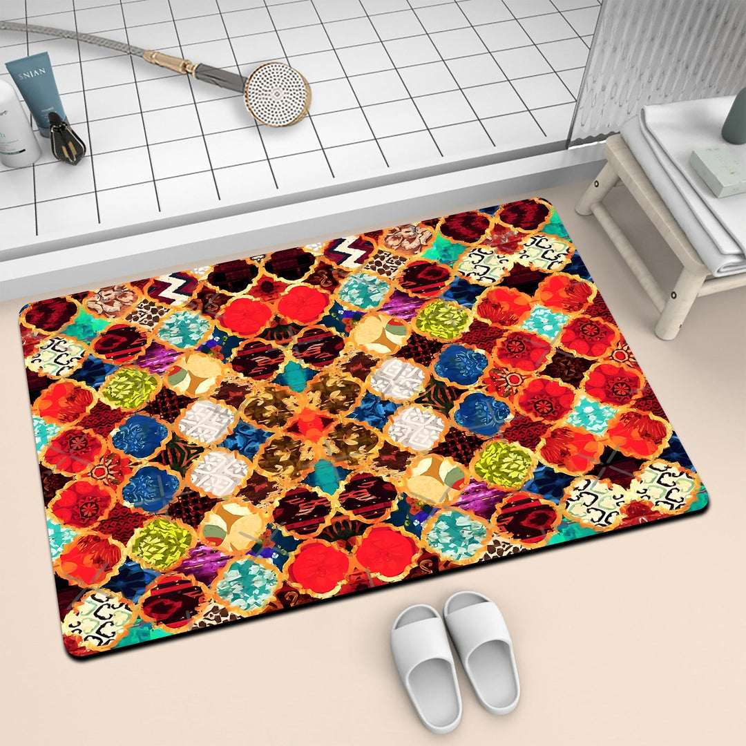 Colorful Geometric Pattern Bath Mat Kalsten