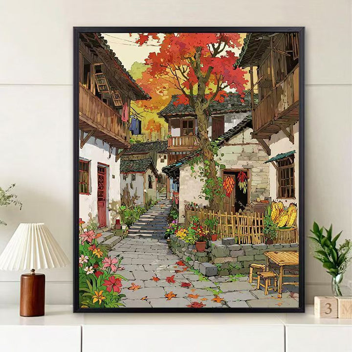 Scenic Village Landscape Art Print Kalsten