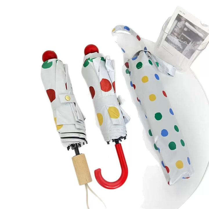 Ladies designer foldable umbrella with colorful polka dot pattern Kalsten