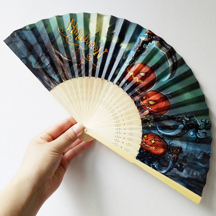 Women's Halloween costume fan with unique lettering Kalsten