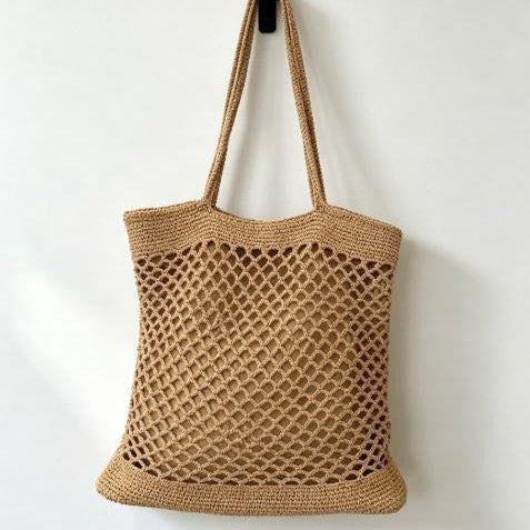 Macrame Tote Bag with Modern Mesh Design Kalsten