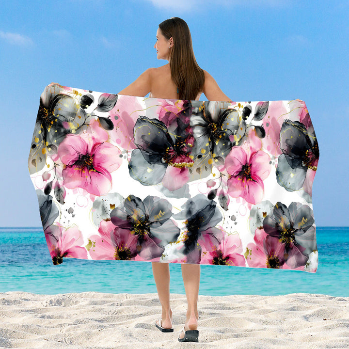 Beach towel with elegant floral watercolor design Kalsten