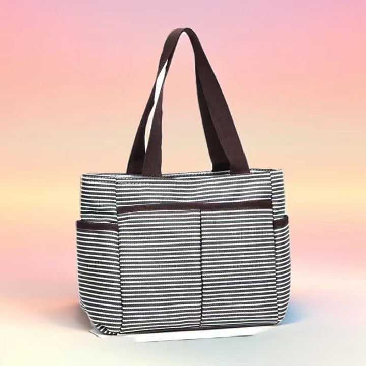 Stylish Striped Multi-Pocket Tote Bag Kalsten
