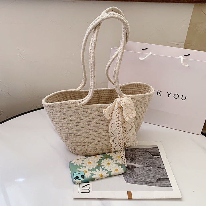 Elegant Bast Handbag with Lace Accent Kalsten