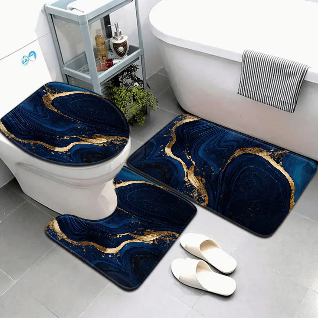 Artistic Marble Print Bath Mat Set Kalsten