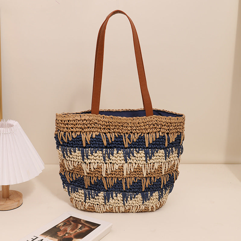 Braided tote bag with unique pattern mix Kalsten
