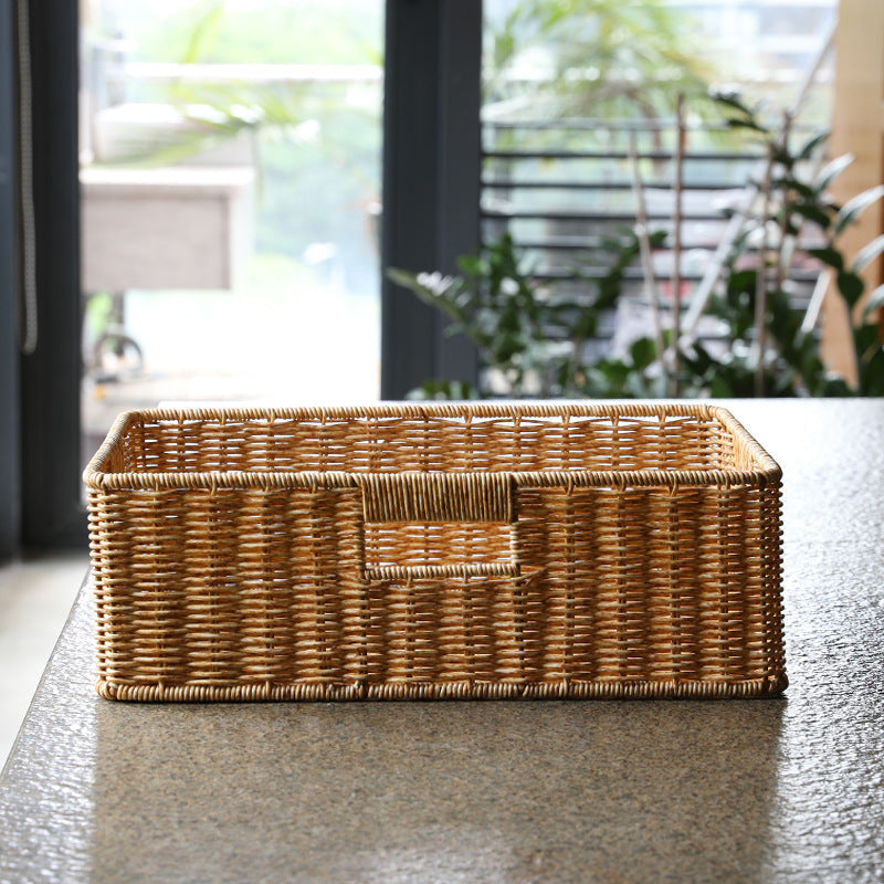 Handcrafted Large Rectangular Wicker Storage Basket Kalsten
