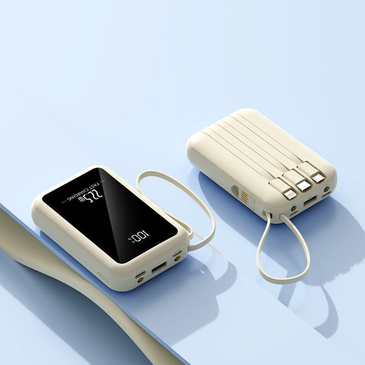 Portable power bank with integrated digital display and versatile cable system Kalsten