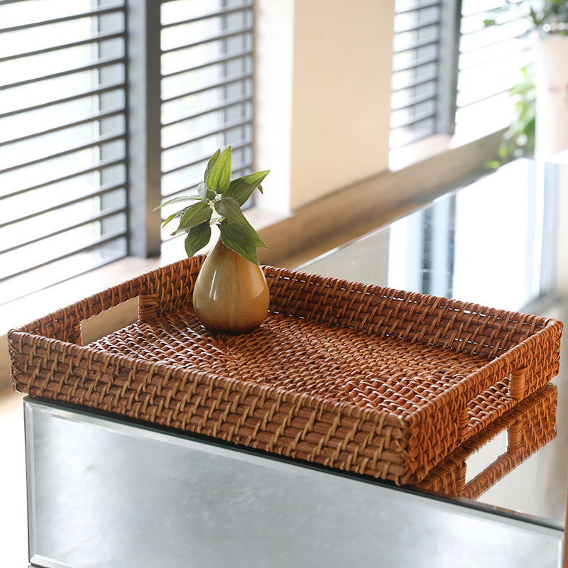 Unisex Rectangular Serving Tray made of natural wicker Kalsten