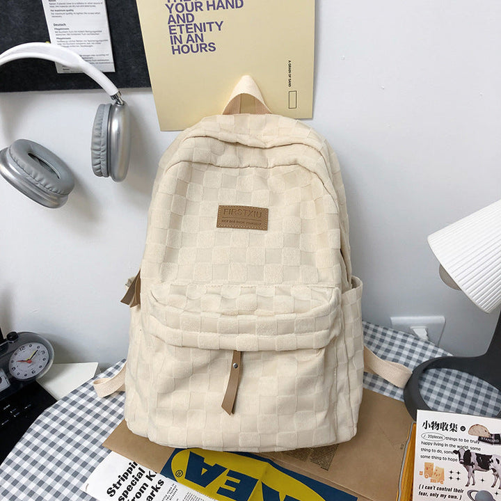 Checkered Textured School Backpack Kalsten