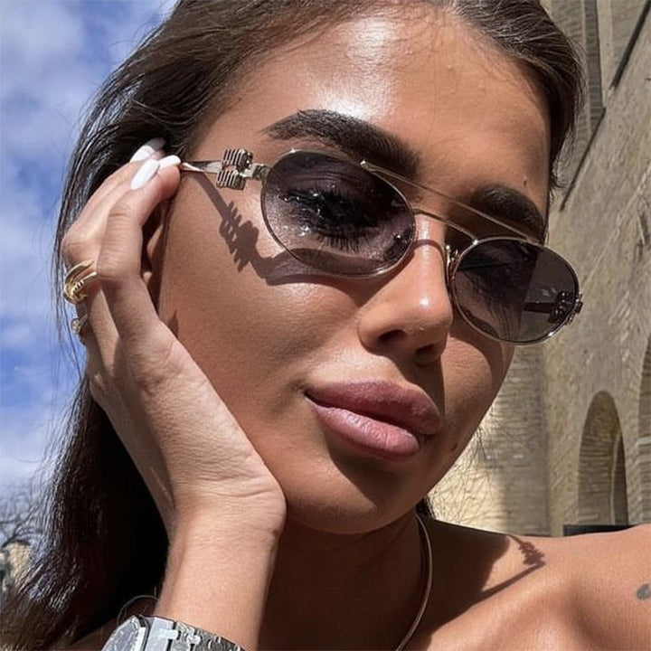 Women's elegant oval sunglasses with luxurious metal frame Kalsten