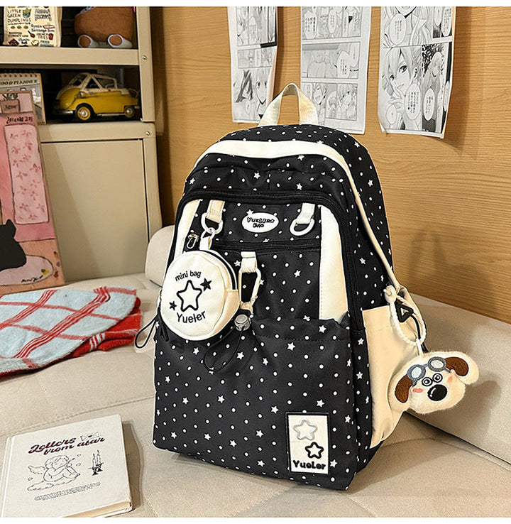 Star-Printed High-Capacity School Backpack
